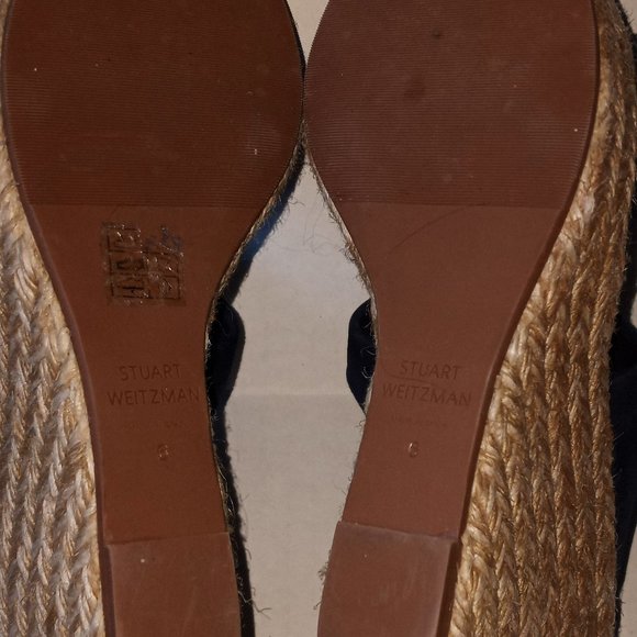 Stuart Weitzman Sarina Knot Strap Espadrille Wedge Suede Blue. Size 6 - Picture 4 of 4